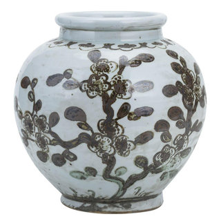 Jar Vase Plum Blossom Small Rust Brown Ceramic Handmade Ha - Traditional - Vases - by EuroLuxHome | Houzz