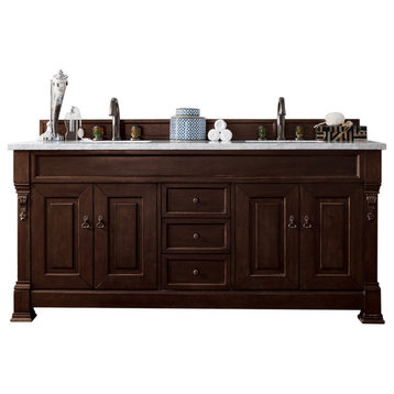 72 Inch Mahogany Bathroom Vanity, Double Sink, Choice of Top, Traditional, 3cm G