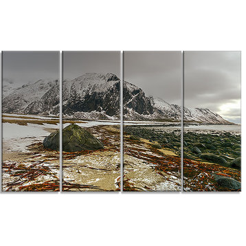 Eggum Lofoten Islands Norway, Landscape Canvas Art Print, 48"x28", 4 Panels