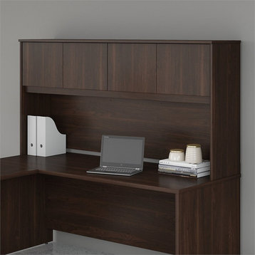 Pemberly Row 72W Desk Hutch in Black Walnut - Engineered Wood