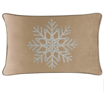 Sparkles Home Rhinestone Snowflake Pillow - 14x20" - Champagne Velvet