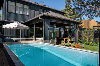 This is an example of a mid-sized rectangular aboveground pool in Melbourne.