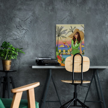 "Miami Cocktail Night" Painting Print on Wrapped Canvas