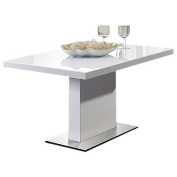 FEVITA Glass Top Coffee Table, White