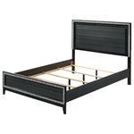 Acme Furniture - Haiden Queen Bed, LED and Weathered Black Finish - Classic design with touches of modern aspects makes this Haiden Collection ideal for any bedroom. The bed offers a padded headboard with LED light. It also features a glamorous shimmering silver accent trim that adds richness to design. The black finish makes it easy to fit into already existing decor.