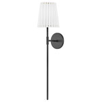 Mitzi by Hudson Valley Lighting - Demi 1-Light Long Wall Sconce Soft Black - Dubbed the comeback queen, Demi brings pleats into the modern age, coupling the traditional motif with minimalist metalwork. The Demi collection is stacked, available as a wall sconce, pendant, linear light, table lamp, and floor lamp. Throughout the family, one detail that shines is the metal ring at the edges of the shade. Structural in nature, it becomes a decorative accent, finished in aged brass or soft black.