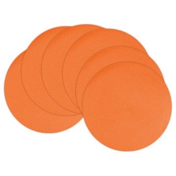 DII Orange Round Polypropylene Woven Placemat, Set of 6