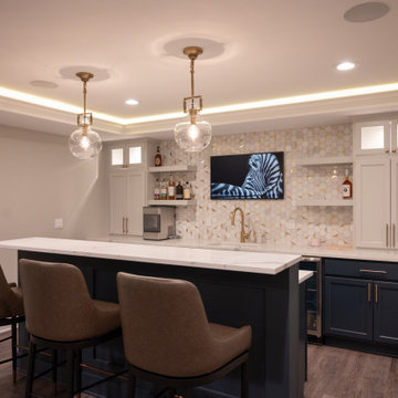 Finished Basement with Bar and Accent Wall in Commerce Twp., MI