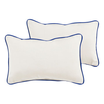 Fielding Sunbrella Outdoor Lumbar Pillow, Set of 2, Canvas Blue