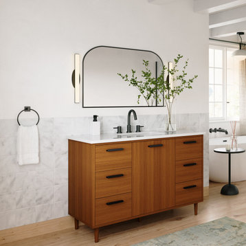 The Darby Bathroom Vanity, Teak, 48", Single Sink, Freestanding