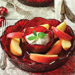 Ruby Crystal Dip Dish - Chip And Dip Sets