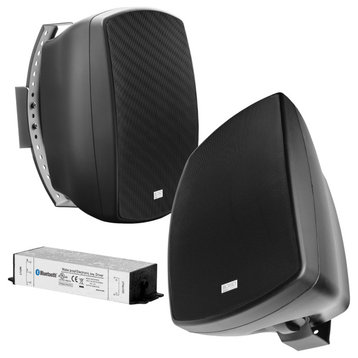 5.25" Bluetooth 2-Way Patio Speaker Pair, IP67 Waterproof Power Supply, Black