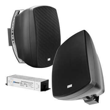 5.25" Bluetooth 2-Way Patio Speaker Pair, IP67 Waterproof Power Supply, Black