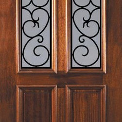 Slab Single Door 80 Wood Mahogany Palermo GBG Twin Lite GBG Glass - Front Doors