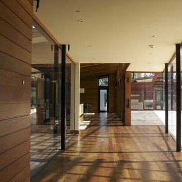 Interior Wood and Glass Hallway