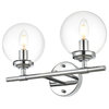 Living District Ingrid 2-Light Chrome & Clear Bath Sconce