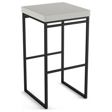 Amisco Easy Stool, Light Gray Polyester/Black Metal, Counter Height