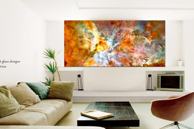 Trendy living room photo in Vancouver