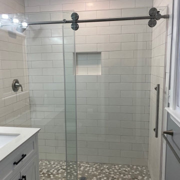 White subway shower niche