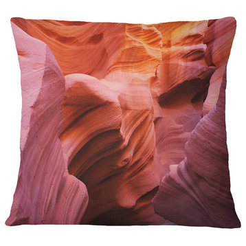 Orange Red Antelope Canyon Landscape Photography Throw Pillow, 16"x16"