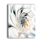 Designart - White Stained Glass Floral Art - Floral Wall Art Canvas, 30"x40"