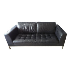 Italsofa Black Leather Sofa & Chaise - Furniture