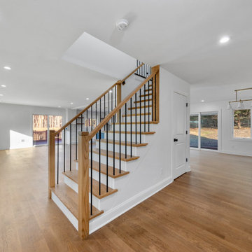 Staircase with Wood Treads and Metal Balusters