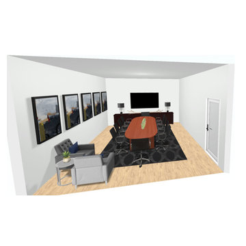 Commercial Mid-Century Modern with Coastal Touches Conference Room