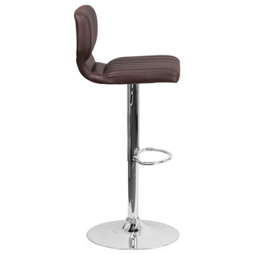 Flash Furniture Faux Leather Adjustable Bar Stool in Brown