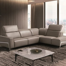 Modern Taupe Italian Leather Sectional