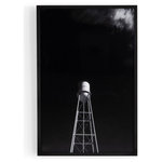 Four Hands - Marfa Water Tower - A black-and-white photograph of a Marfa, Texas water tower is printed on high-quality photo paper and framed within black-finished American maple.