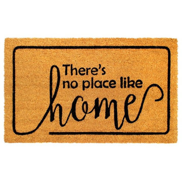 Black Machine Tufted No Place Like Home Coir Doormat, 18"x30"