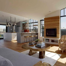 fireplace surround with wood slats