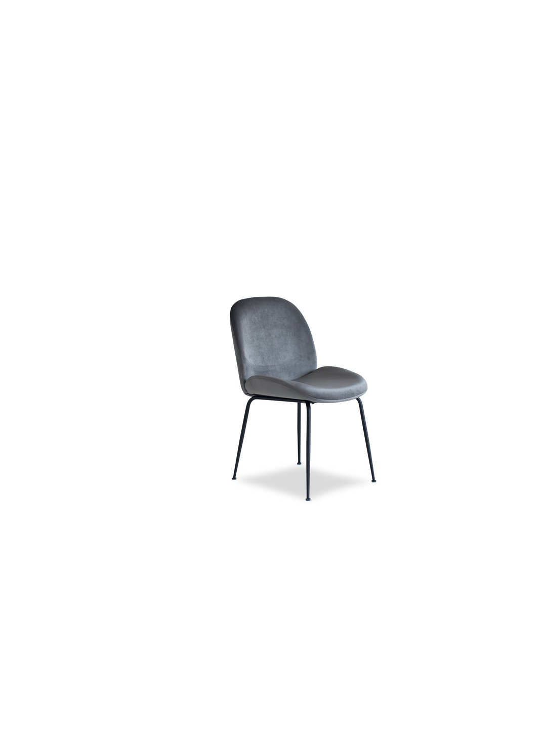 Verona Dining Chair, Set of 2, Dark Grey Velvet, Black Legs