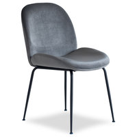 Verona Dining Chair, Set of 2, Dark Grey Velvet, Black Legs