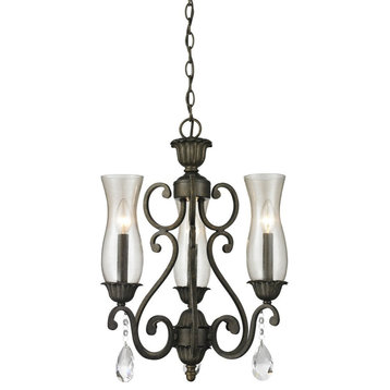3 Light Chandelier in Victorian Style - 17 Inches Wide by 21.5 Inches
