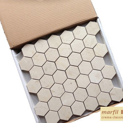 Crema Marfil Marble 2x2 Hexagon Mosaic Tile Honed - Mosaic Tile