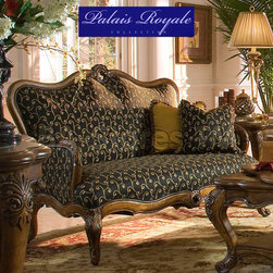 "Michael Amini" Wood Trim Settee, Palais Royale Collection - Sofas