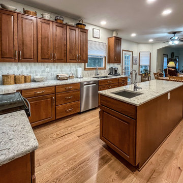 Cherry Cabinets with Pecan Stained Finish, Windemere Quartz Countertops