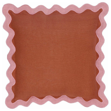 Scalloped Throw Pillow, Pink, Terracotta