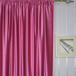 Hotham Pink Red and Purple Plain Ready Made Velvet Curtains and Fabrics Heading - Curtains