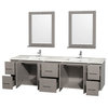 Centra 80" Gray Oak Double Vanity, White Carrera Marble Top, Drop-In Square Sink