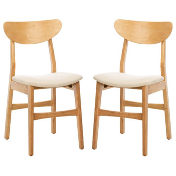 Safavieh Lucca Retro Dining Chair, Set of 2, Natural/White, Natural/White