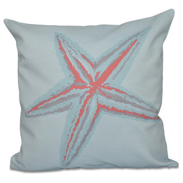 Polyester Decorative Outdoor Pillow, Starfish, 18"x18"