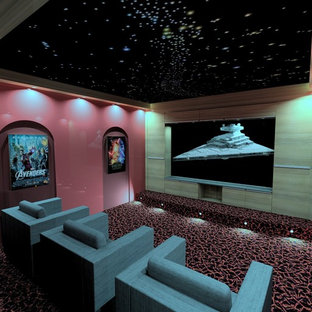 Example of a minimalist home theater design in Lille