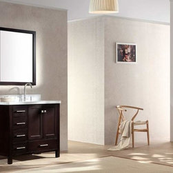 37 inch Single Sink Espresso Finish Bathroom Vanity Carrara White Marble Top - Bathroom Vanities And Sink Consoles