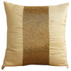 Metallic Beaded Gold Art Silk 22"x22" Throw Pillow Covers, Gold Center