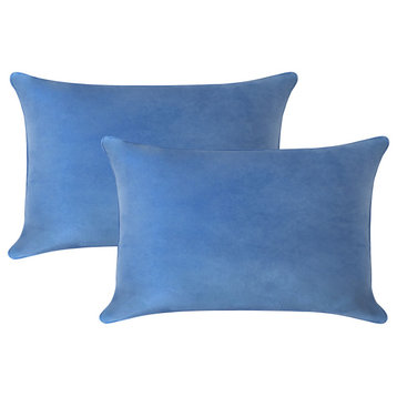 A1HC Soft Velvet Pillow Covers, YKK Zipper, Set of 2, Prussian Blue, 12"x20"