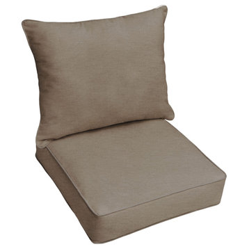 Sunbrella Canvas Taupe Outdoor Deep Seating Pillow and Cushion Set, 25 in x 25