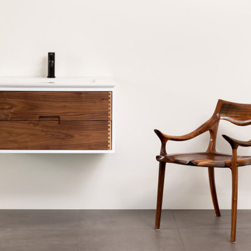 31" DANE Floating Solid Walnut Bathroom Console